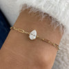 Solid 14K Yellow Gold, Pear Cut Diamond Chain Bracelet, 1.00ct E/VVS2 Lab Created Diamond, Eco Friendly Diamond, Birthday Gift