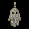Radiant Hamsa Hand Pendant, 3.80CTW Moissanite in 925 Silver 14K Gold Plated, Symbol of Protection