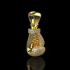 2.20CT Moissanite Boxing Glove Pendant 925 Silver 14K Gold Plated Strength Necklace, Powerful Gift for Husband