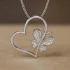 14k Gold Lab-Grown Diamond Heart &amp; Butterfly Necklace, Mid Century Jewelry, Best Friend Anniversary Gift for Women and Girls