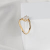 0.80ct Round Bypass Ring Lab Grown Diamond Ring, 14k Yellow Gold Curved Wedding Band Round Cut Diamond Ring Unique Engagement Jewelry Gift