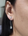 3 Ct Diamond Earrings, 14Kt Gold Lab Grown Diamond Earrings, 2 Stone Diamond Earrings, Pear Shape &amp; Round Diamond Dangle Studs