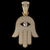 Hamsa Hand Moissanite Pendant Necklace, Evil Eye Protection Charm, 925 Silver 14K Gold Plated Jewelry Gift