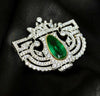 25ct Lab Emerald 4ct Moissanite 925 Sterling Silver Brooch