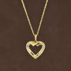 Natural Diamond Open Heart Pendant Necklace, Minimal Romantic Jewelry, 10K 14K 18K Gold or 925 Silver, Anniversary Gift for Women