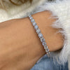 Solid 14k White Gold Tennis Bracelet, 4.8 Ct E/VVS2 Round Cut Graduated Lab Grown Diamond, Bangle Bracelet Prong Setting