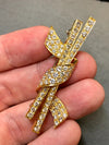 Estate Vintage 14K Diamond Freeform Chopstick Ribbon Brooch Pin 3.40cttw G Vs