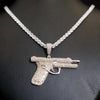 Customize Iced Out Moissanite Pistol handgun Pendant, 925 Sterling Silver Hip Hop Jewelry, Moissanite Hip Hop Pendant in 925 Silver 14k Gold Plated