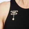 14 karat gold Brooch , Diamond Pear Brooch, 925 Silver 14k Gold Palted Brooch His/Her