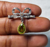 4ct Peridot 0.80ct Moissnaite Diamond 925 Sterling Silver Brooch