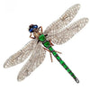 14 Karat Gold Dragonfly Brooch, 925 Silver Gold Plated Emerald Diamond Sapphire Ruby.