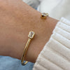 Solid 14K Yellow Gold, Emerald Cut Diamond Bangle Bracelet, 1.00ct E/VVS2 Lab Created Diamond