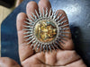 0.10ct Yellow Moissanite On Eyes Sparking Sun 925 Sterling Silver Brooch