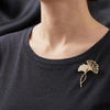 Ginkgo Leaf Brooch Pin, Gold Floral Brooch, Moissanite Leaf Pin, 14K Yellow Gold Nature Jewelry Gift