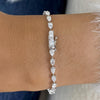 Solid 14K White Gold, Pear Cut Diamond Tennis Bracelet, 4.3ct E/VVS Lab Created Diamond, Birthday Gift