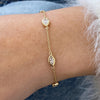 Diamond Station Chain Bracelet for Women, 14k Yellow Gold, Multi Shape Lab Created Diamond, Bezel Set, Gift for Birthday, 1ct E/VVS
