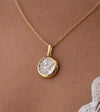 Customize Pendant with Chain,Rounded Golden Frame Invisibly set Baguette Diamond Pendant, 925 Silver/Pure Gold Classic Jewelry,  Moissanite Hip Hop Pendant in 925 Silver 14k Gold Plated