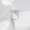 2.3Ct Lab Grown Diamond Tulip Setting Three Stone Engagement Ring, Round Cut Diamond Cathedral Set 14k White Gold 3 Stone Ring