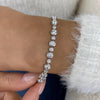 Solid 14K White Gold, Round Cut Diamond Bezel Tennis Bracelet, 4.80ct E/VVS Lab Created Diamond, Birthday Gift