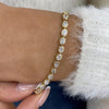 Solid 14K White Gold, Oval Cut Diamond Bezel Tennis Bracelet, 8.00ct E/VVS Lab Created Diamond, Birthday Gift