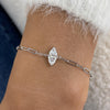 Solid 14K Yellow Gold, Marquise Cut Diamond Chain Bracelet, 1.00ct E/VVS2 Lab Created Diamond, Eco Friendly Diamond, Birthday Gift