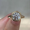Round 3ct Lab Grown IGI Certified Diamond Bezel Set Engagement Ring, 14k Yellow Gold Bezel Set Ring